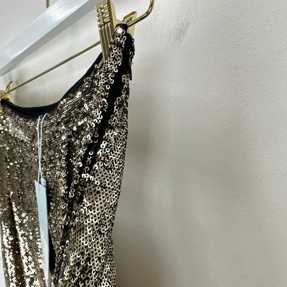 Antonio Melani Sequined Geri Pants High Waisted Straight Party Gold US 0 NWT - Picture 7 of 11